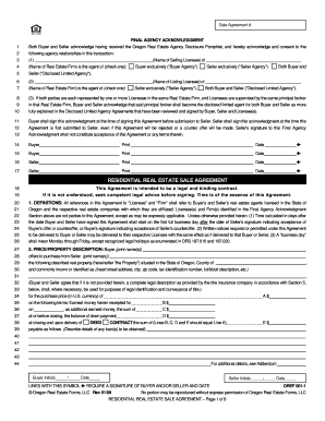 Oregon Residential Real Estate Sale Agreement