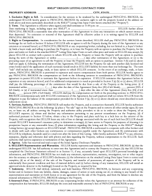 RMLS Oregon Listing Contract Form