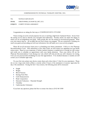 Comprehensive Fitness Assessment Form