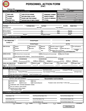 Personnel Action Form (PAF)