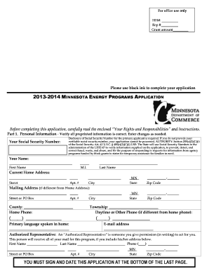 2013-2014 Minnesota Energy Programs Application