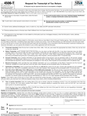 IRS Form 4506-T Request for Transcript of Tax Return