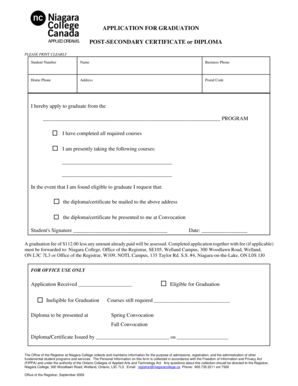 Niagara College Graduation Application