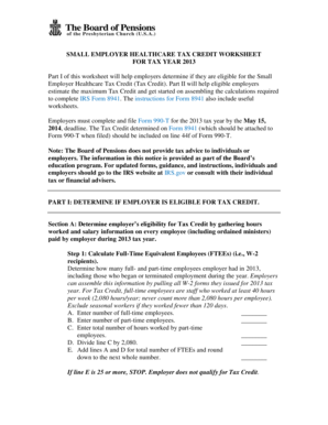 Small Employer Healthcare Tax Credit Worksheet