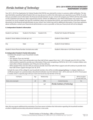 2013–2014 Verification Worksheet