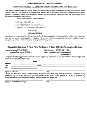 Connecticut Third Party Notification Form