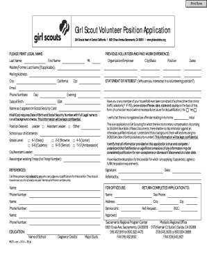 Sample volunteer letter community service - girl scout registration form printable