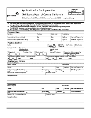 Girl Scouts Employment Application