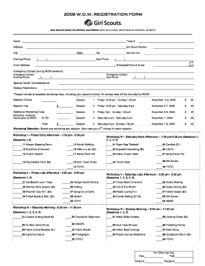 Girl Scouts WOW Registration Form