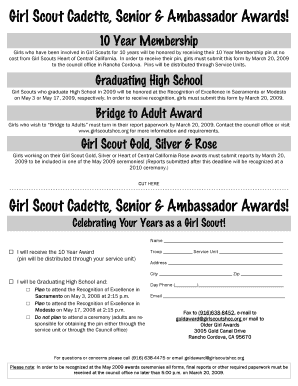 Girl Scout Award Application Form