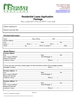Residential Lease Application Form