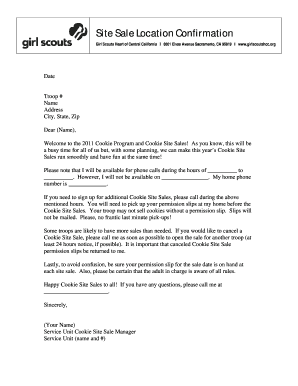 Girl Scouts Cookie Site Sale Confirmation