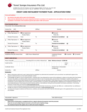 Credit Card Instalment Payment Plan Application Form