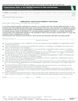 Comprehensive Rider to FAR/BAR Contract for Sale and Purchase