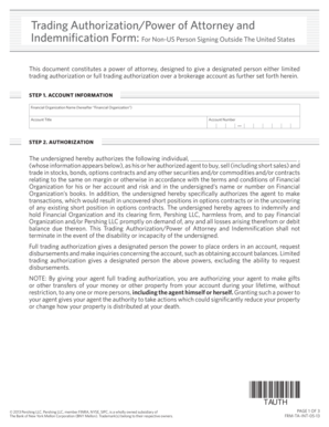 Trading Authorization Power of Attorney and Indemnification Form