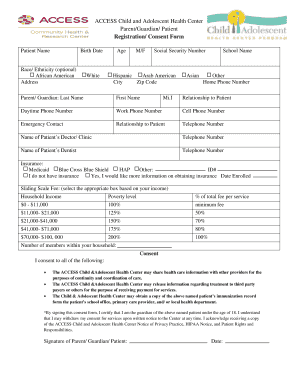 ACCESS Child and Adolescent Health Center Registration Consent Form