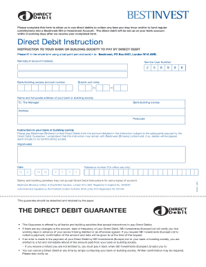 Bestinvest Direct Debit Instruction Form