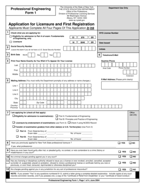 Professional Engineering Licensure Application