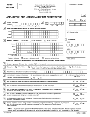New York State Medical License Application