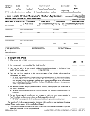 Real Estate Broker/Associate Broker Application