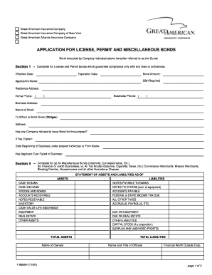 Auctioneer’s Miscellaneous Bonds Application