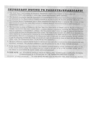 New York Interscholastic Sports Examination Form