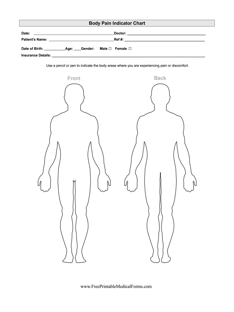 Body Pain Indicator Chart - Fill Online, Printable, Fillable Throughout Blank Body Map Template