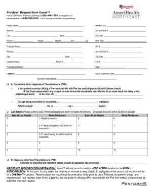 Physician Request Form for Kuvan