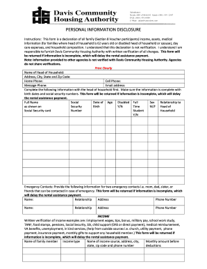 Personal Information Disclosure Form