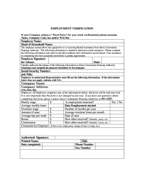 Employment verification form for apartment rental - EMPLOYMENT VERIFICATION.pdf - the Davis Community Housing ...