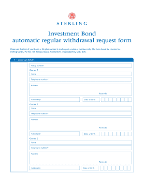 Investment Bond Automatic Withdrawal Request Form