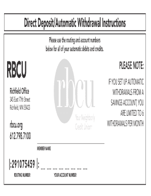 Direct Deposit/Automatic Withdrawal Instructions