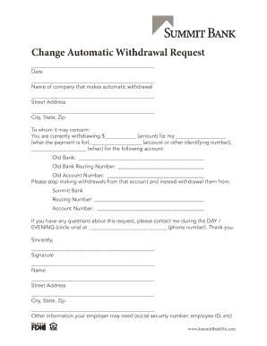 Automatic Withdrawal Change Request