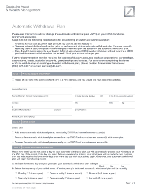 Deutsche Asset Automatic Withdrawal Plan Form