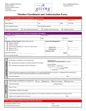 Lutheran Church Member Enrollment Form