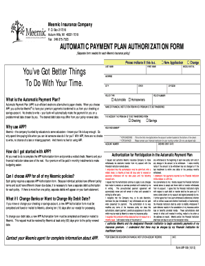 Meemic Automatic Payment Plan Authorization Form