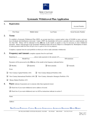 Systematic Withdrawal Plan Application