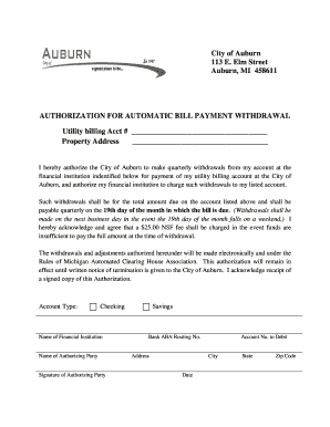 Authorization for Automatic Bill Payment Withdrawal. Auto Debit Form for Optima Health Individual & Family Plan Members - auburnmi