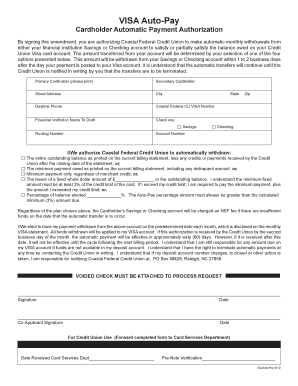 Visa Automatic Payment Authorization