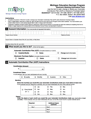 Michigan Education Savings Program Electronic Banking Form