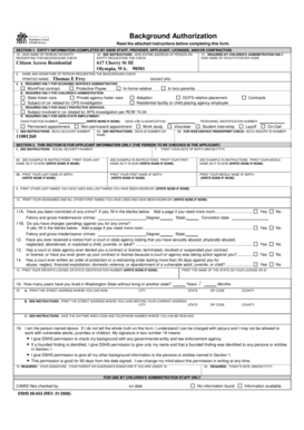 Washington State Background Authorization Form
