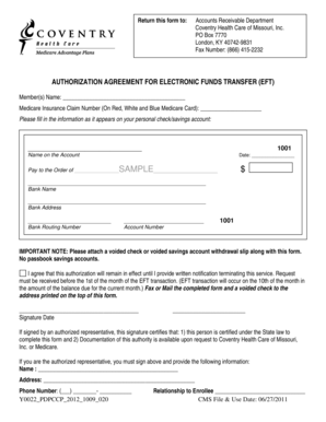 Authorization Agreement for Electronic Funds Transfer