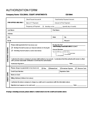 Authorization Form for Rental Payments