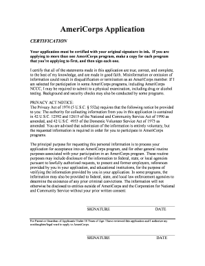 AmeriCorps Application Certification