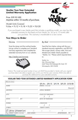 Vexilar Two-Year Extended Limited Warranty Application