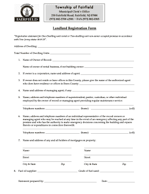 New Jersey Landlord Registration Form