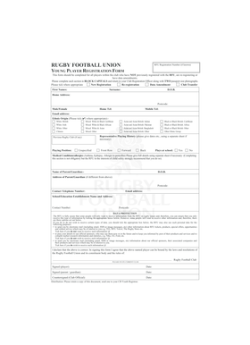 RFU Young Player Registration Form