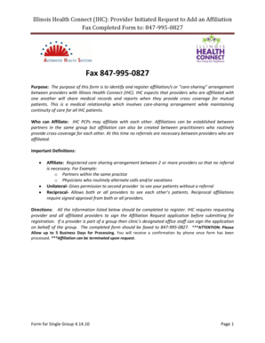 Illinois Health Connect Provider Affiliation Request