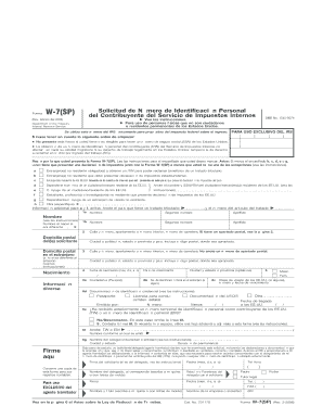 Forma W-7(SP) Solicitud de Número de Identificación Personal del Contribuyente