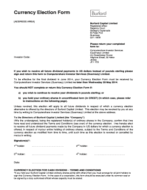 Currency Election Form